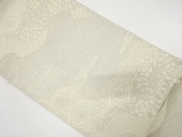 JAPANESE KIMONO / ANTIQUE FUKURO OBI / SILK / WOVEN CLASSICAL PATTERN